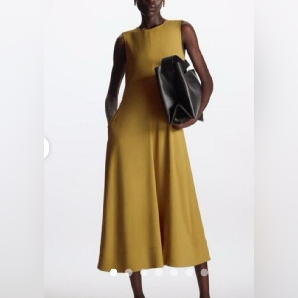 COS Gold A-Line Sleeveless Midi Dress